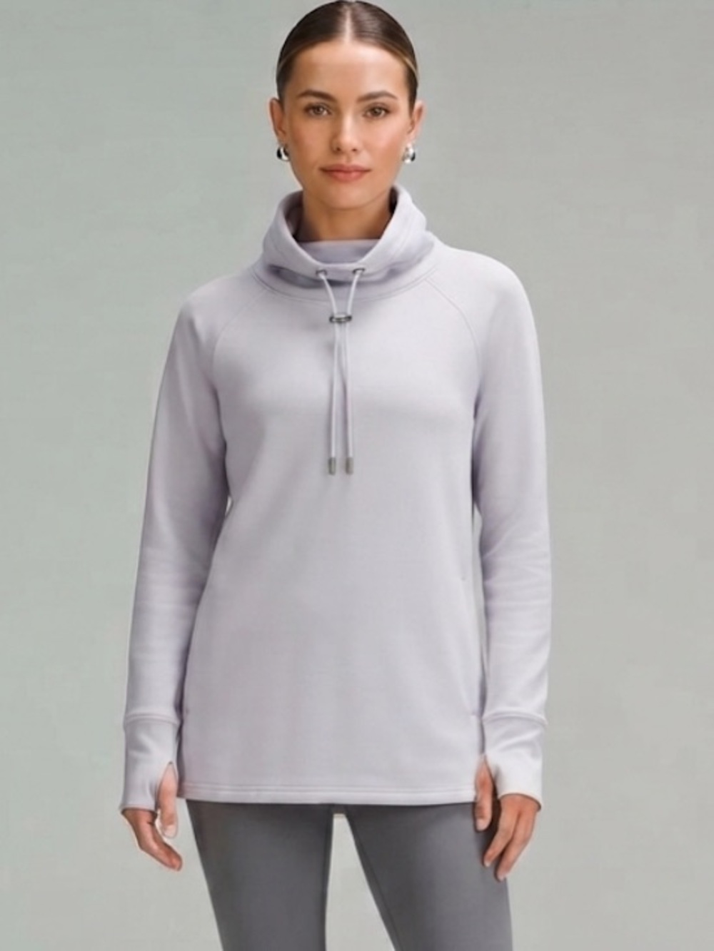 Athleta Cinch Popover Sweatshirt Cowl Turtleneck
